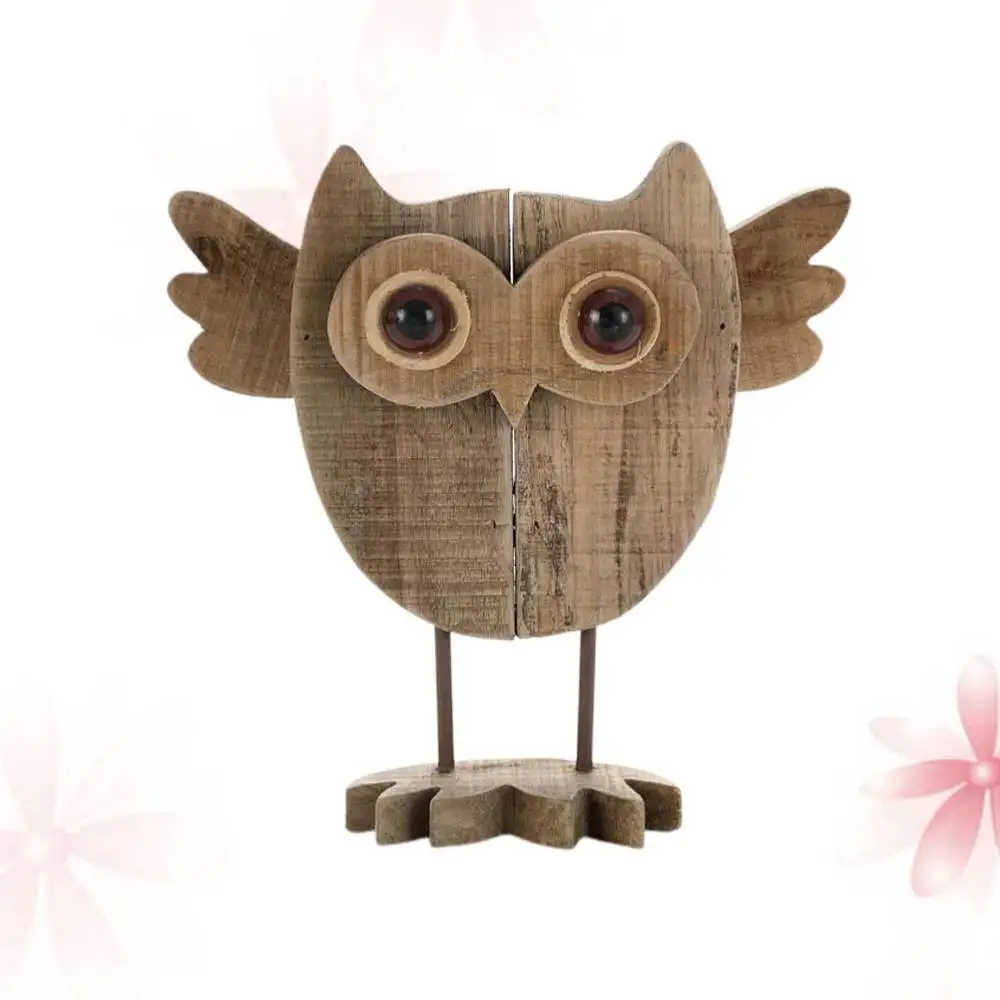 

1pc Wooden Owl Ornament Artistic Room Decoration Desktop Adornment Birthday Gift for Men A