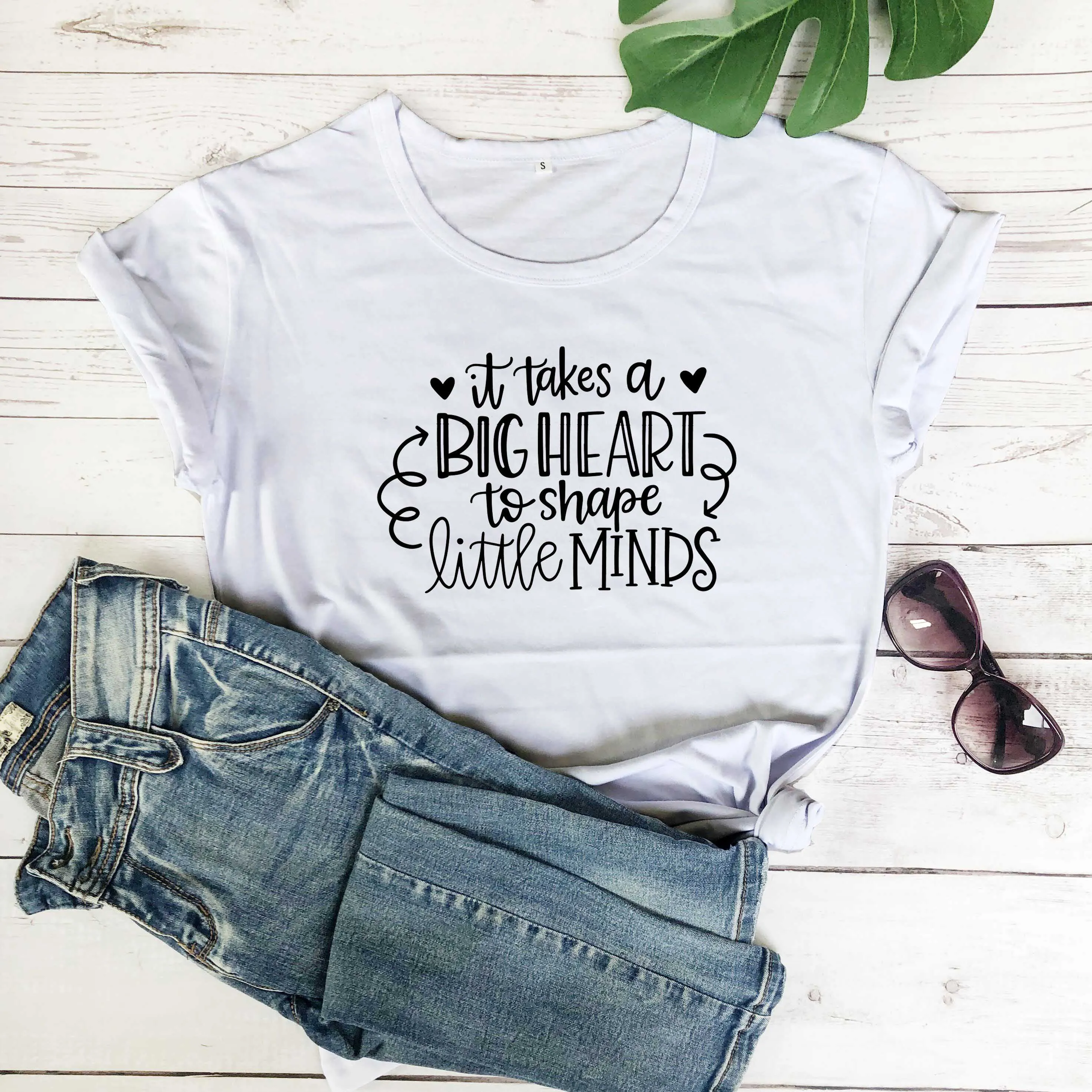 

It takes big heart to shape little mind slogan t shirt women fashion cotton casual hipster vintage street style tees tops P004