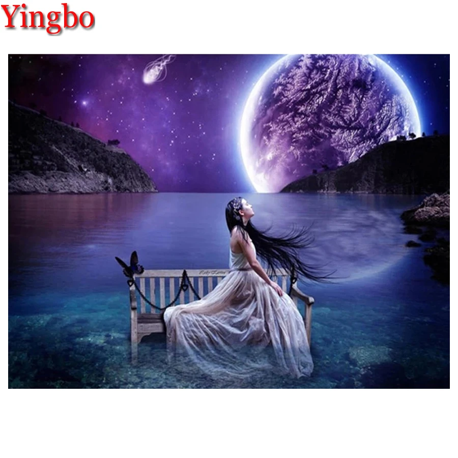 

5D DIY Diamond painting Full Square/Round Diamond Embroidery Beauty moon lake scenery Cross Stitch Rhinestone Painting