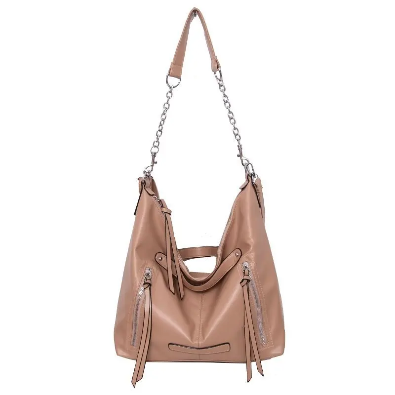 

Pioneer fashion big pocket casual tote bag lady bag handbag shoulder solid color soft PU leather large capacity lady handbag bag