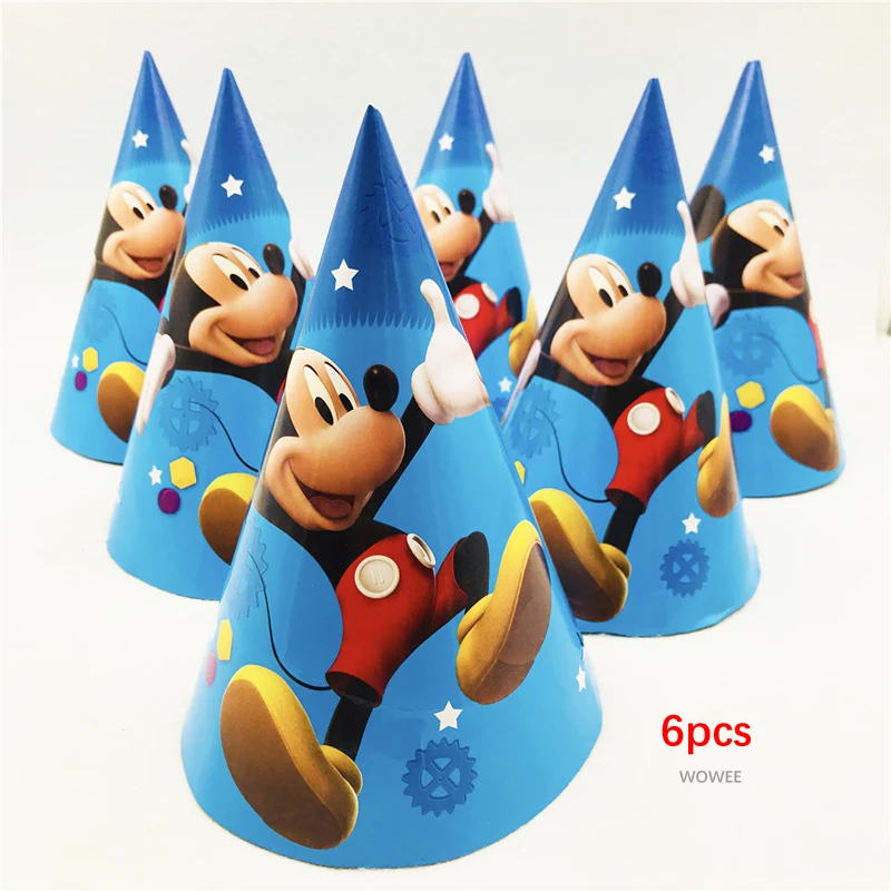 Caps 6Pcs 10 шт. бумажные стаканчики с Микки Маусом для дня рождения, детские украшения, товары для вечеринки, детские подарки на день рождения с Микки Маусом - Цвет: Caps 6Pcs
