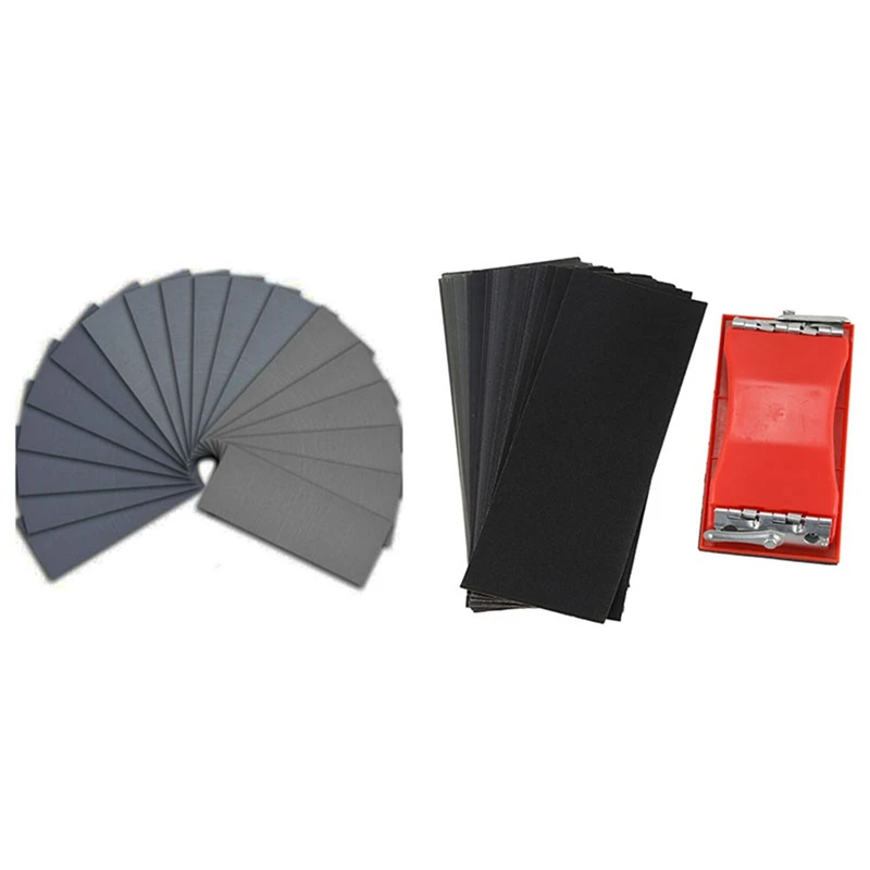 

1 Set Wet Dry Polishing Sandpaper Sanding Paper & 1 Set Dry And Wet Sandpaper Sponge Handle Sandpaper Block Kit