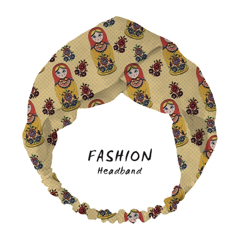 

2020 Summer Hair Accessories Hairbands Matryoshka Print Headbands Women Cross Knot Turban Bandage Bandanas Women Hair Scrunchies