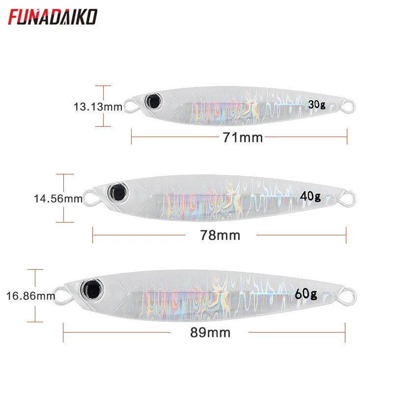 

FUNADAIKO Shore cast slow jigging lure seafishing casting jig artificial glow luminous bait 30g 40g 60g boatfishing jig lures