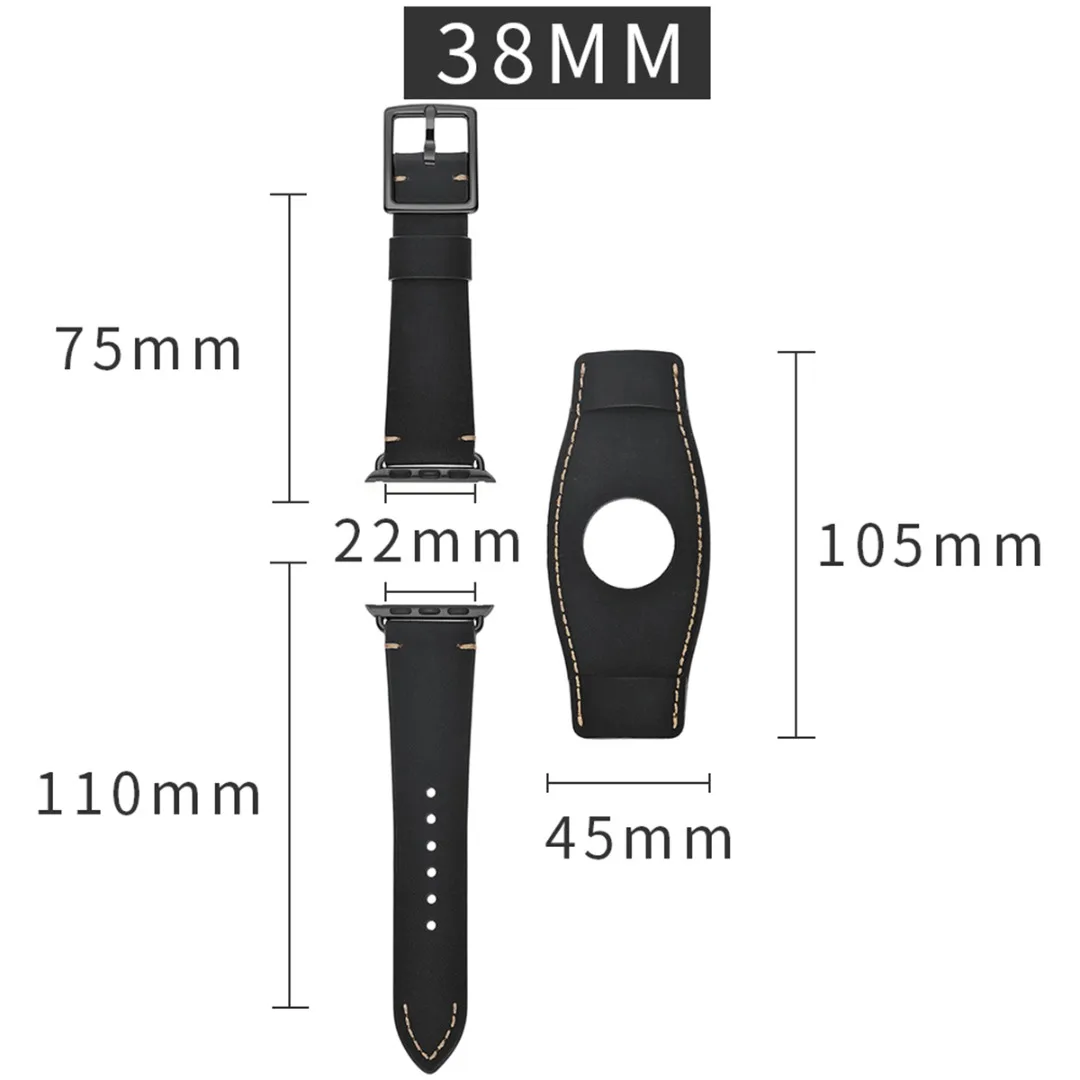Men Genuine Leather Cuff Bracelet Strap Band For Apple Watch Series 5/4/3/2/1 Replacement Male Sports Leather Watchbands