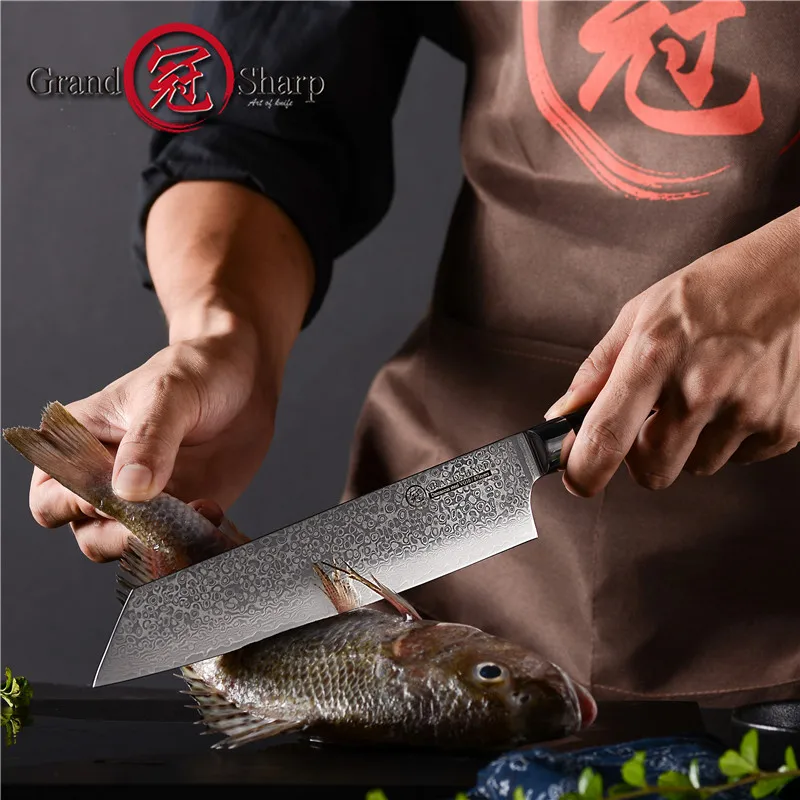 8 дюймовый кухонный поварской нож Grandsharp из дамасской стали японские кухонные