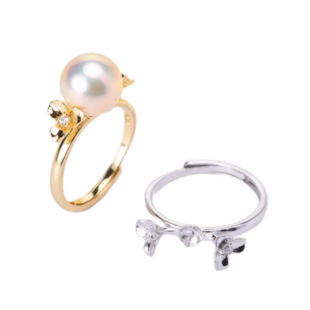 

Beautiful Band Jewelry Promise Ring Hollow Leaves & Pearl Rings Accessories 925 Silver Fashion Jewelry CZ Crystal Accessories