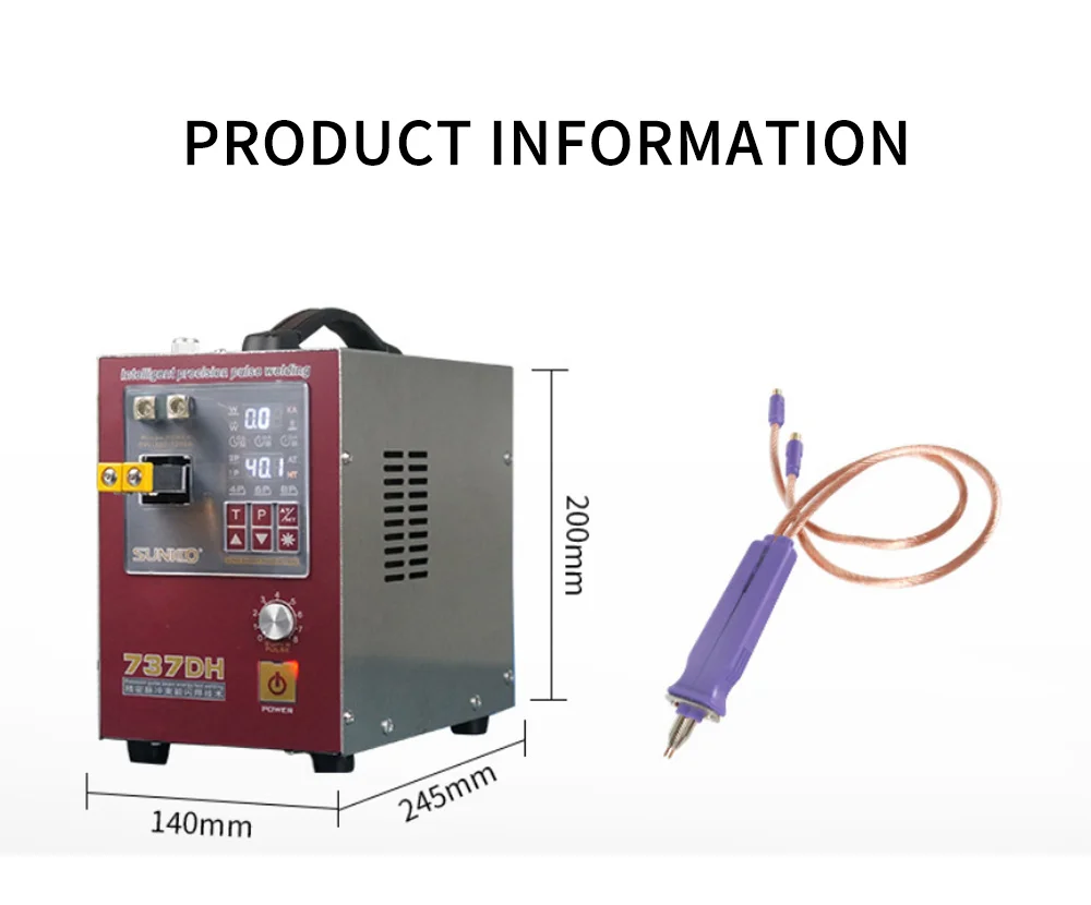 

SUNKKO737DH spot welder 4.3KW induction delay touch welding machine small 18650 lithium battery spot welding machine nickel Stri