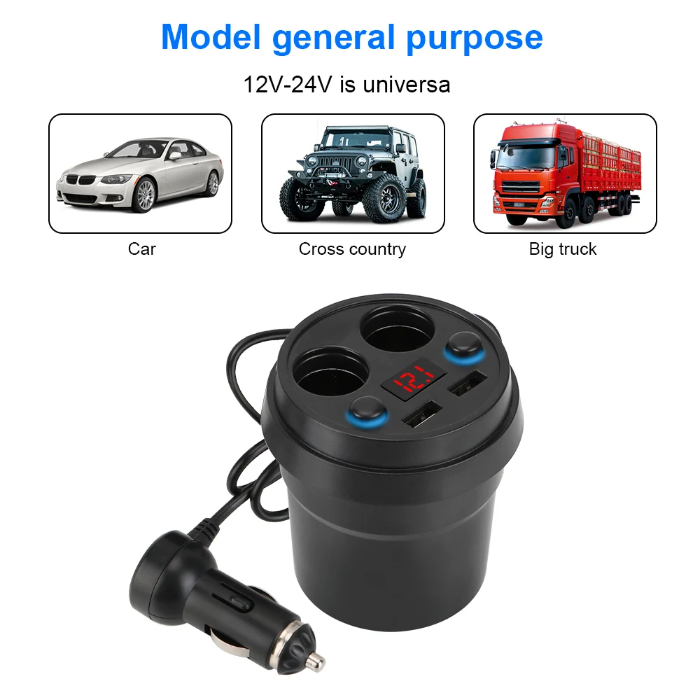 DC 5 В Автомобильное зарядное устройство А 2 USB со светодиодным дисплеем напряжения