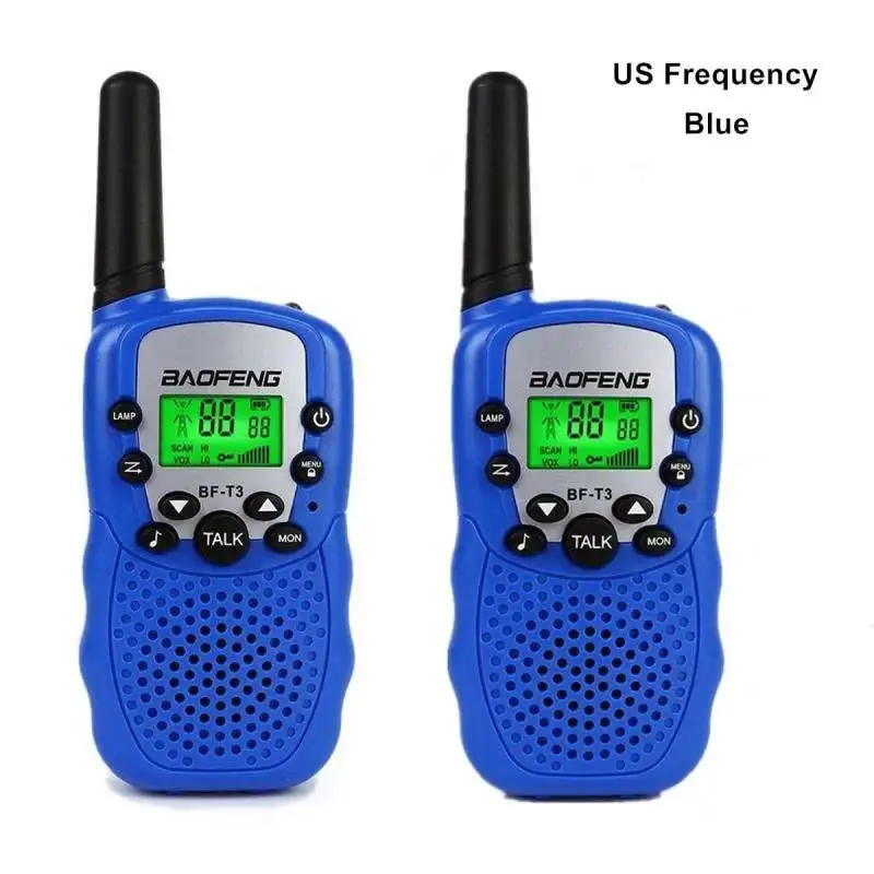 BLUE US 2 шт. Baofeng BF-T3 мини любительские рации радио для детей мини ручной T3 беспроводной двухстороннее радио детская игрушка Woki Toki - Цвет: BLUE US