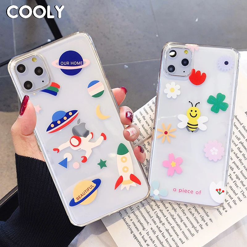 Прозрачный мультяшный чехол COOLY для iphone 11 Pro Max XS XR X 6 S 7 8 Plus задняя крышка из