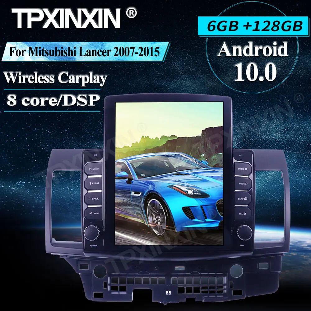 저렴한 미쓰비시 랜서 128-2007 용 6G RAM 2015 GB 안드로이드 무선 카플레이 테슬라 스크린 카 스테레오 수신기 자동차 라디오 플레이어 라디오