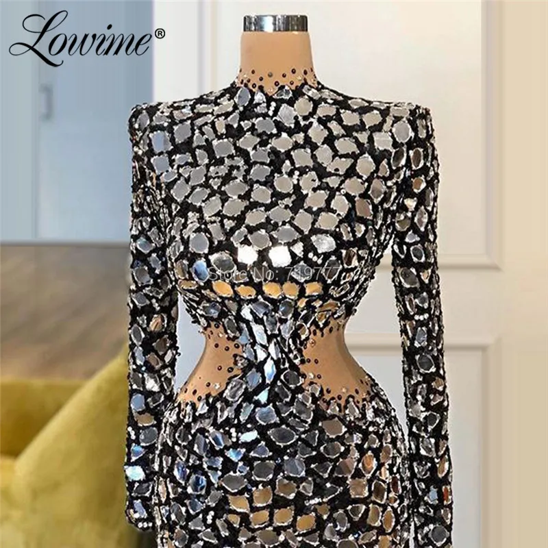Special Design Crystals Long Sleeves Evening Dress Mermaid Bling Beaded Formal Dubai Arabic Party Gown 2020 Celebrity Prom Gowns