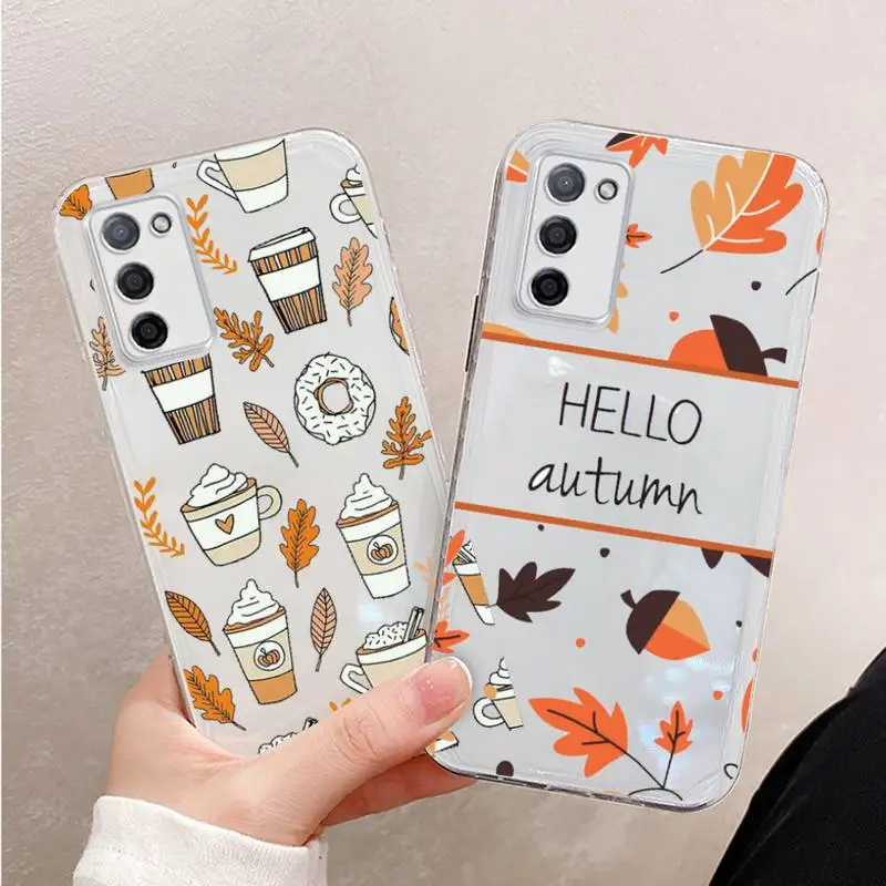 

Pumpkin happy autumn fall leaves Phone Case For Xiaomi Mi 11 Ultra Lite 10 Redmi Note 9 8 7 9a K30S K40 Pro Transparent Coque