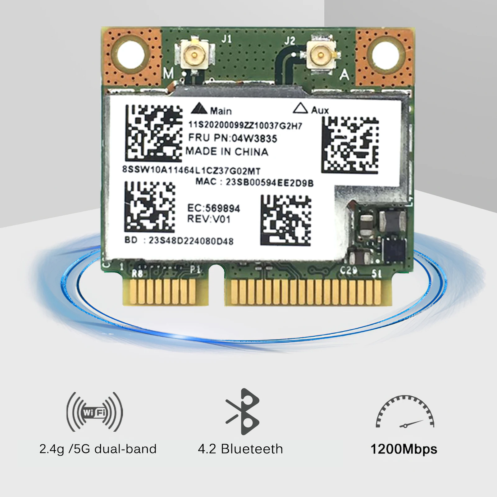 Для BCM943228 DW1540 2 4G/5G 300 м Dual Band встроенный Беспроводной сетевая карта с MINI PCI-E
