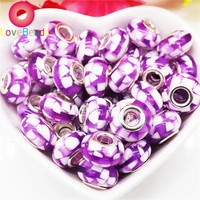 10pcs color big hole spacer beads with silver plated core fit european pandora bracelet women girl hair beads for jewelry making