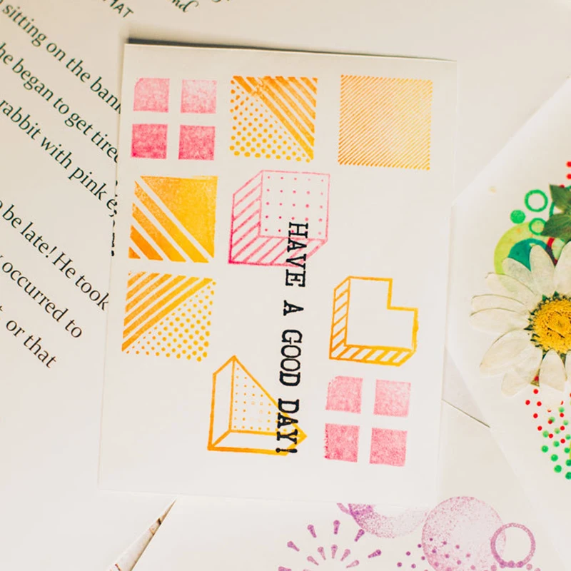 Винтажный прозрачный силиконовый штамп с геометрическим рисунком для