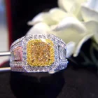 2021 Роскошные винтажные женские кольца обручальное кольцо ювелирные изделия подарок очаровательное кольцо с желтымбелым цирконием для мужчин аксессуары