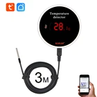Tuya Умный дом Wifi датчик температуры 3 м провод цифровой термометр Smartlife комнатный водный бассейн термостат сигнализация удаленный контроль