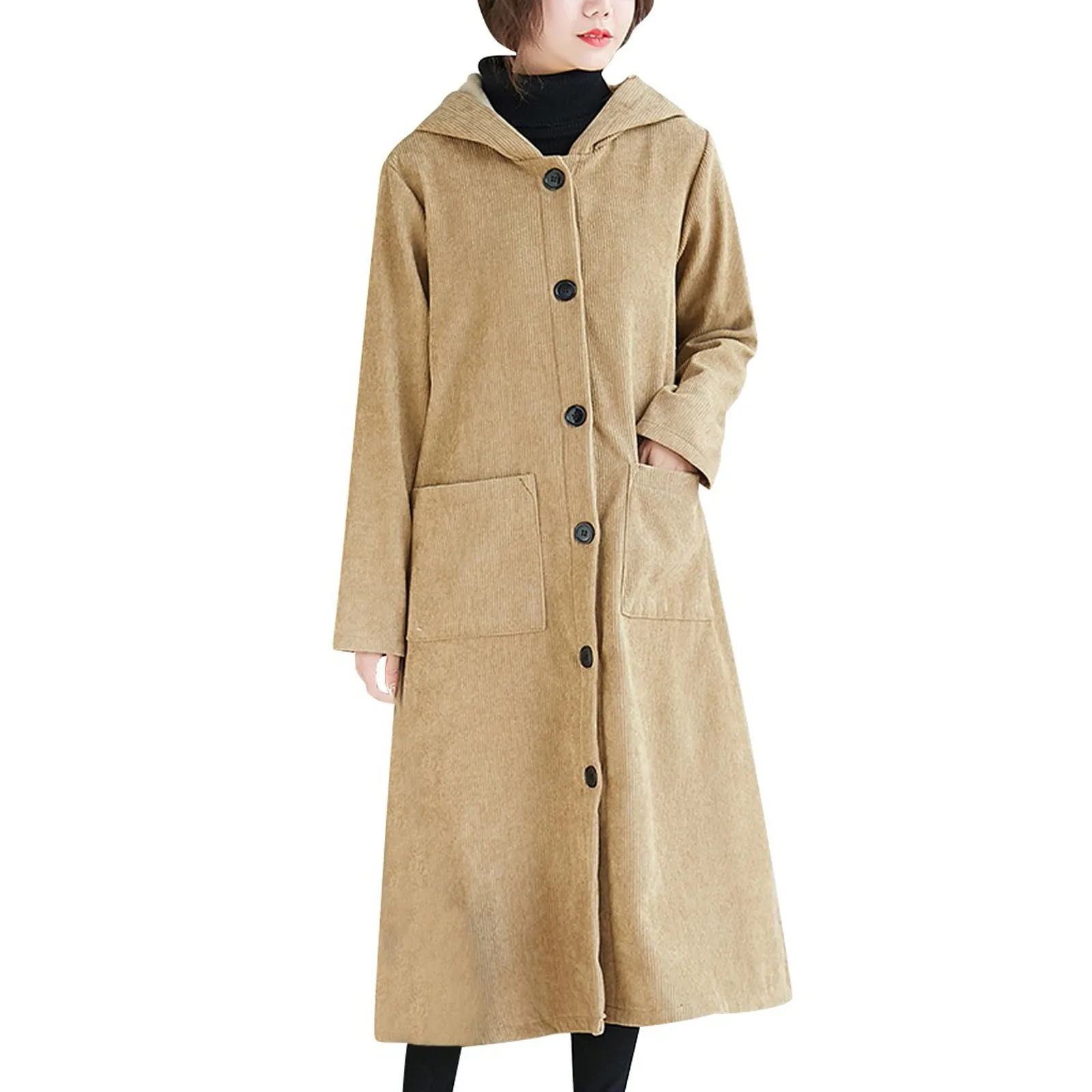 

2020 Fashion Women Casual Loose Long Sleeve Corduroy Plus Velvet Cardigan Tops Coat Loose Plus Size Comfortable Women's Clothing