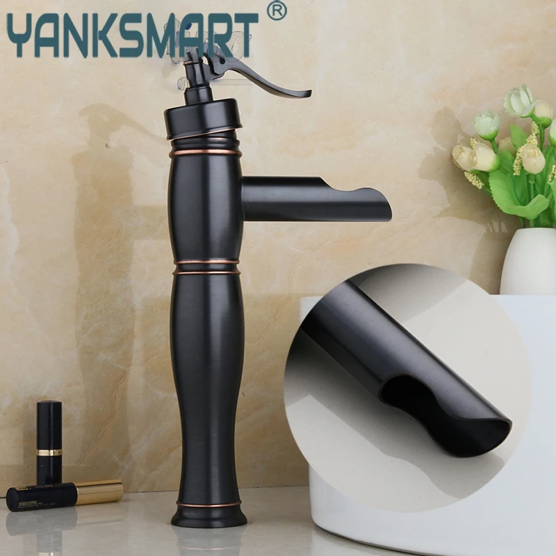 

Bathroom Basin Faucet Waterfall Orb Matte Black Faucet Robinet De Lavabo Washbasin Tap Deck Mounted Hot & Cold Water Mixer Taps