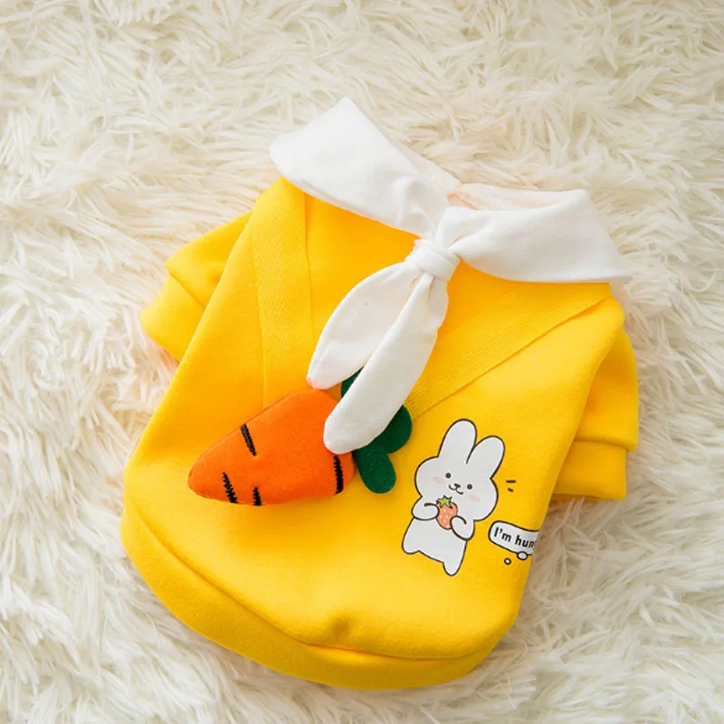 

Pet Dog Cartoon Hoodies Clothes Cute Bow Tie Backpack Sweatshirt Outfit For Small Dogs Cats Spring Autumn Cotton Pullover Jacket