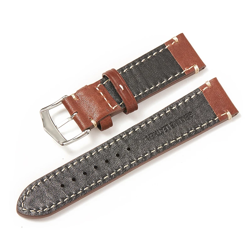 

Leather Watch Band 22mm 20mm 24mm Brown Black Cowhide Watch Strap for Men Women Classy and Durable Pointed Buckle Watch Band