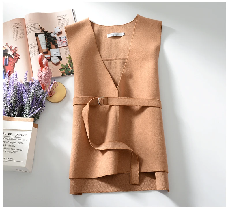 Женский осенне весенний шерстяной жилет офисный длинный женский повседневный