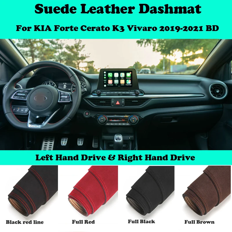 

For KIA Forte Cerato K3 Vivaro 2019-2021 BD Suede Leather Dashmat Dashboard Cover Pad Dash Mat Car-Styling Carpet Accessories