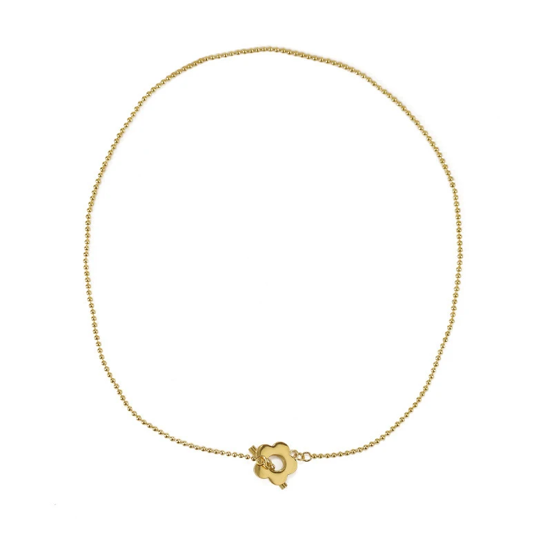 

TOSAKO Necklace Stainless Steel Gold Color Pendants Sweater Chain Minimalism Flower