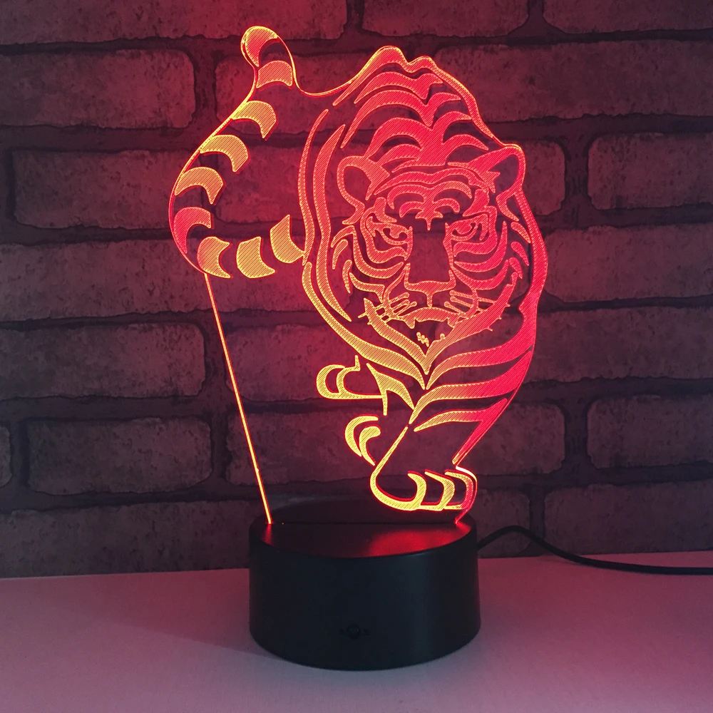 

Tiger LED RGB Night Light 7 Color Change Desk Light Action Figure PVC Kids Toys Brinquedos Christmas Gift
