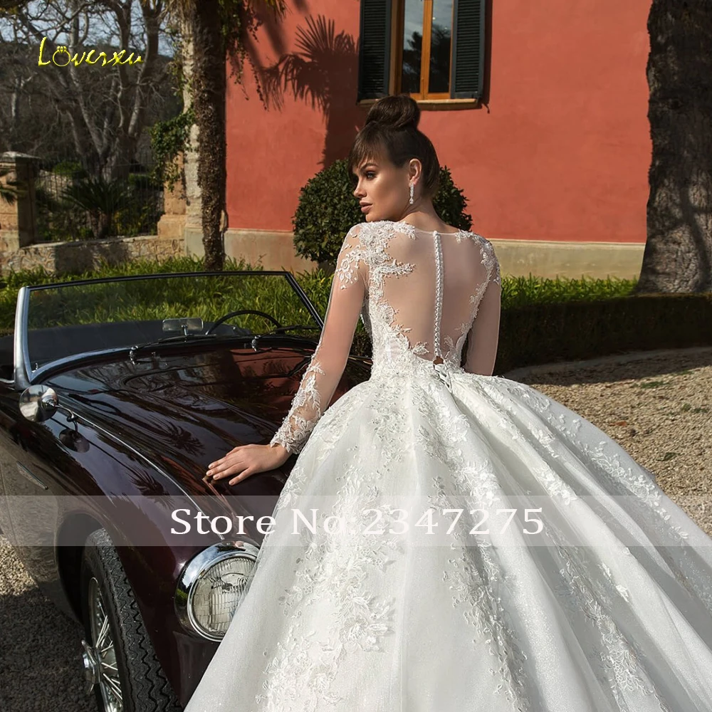 Loverxu сексуальное кружевное бальное платье с длинным рукавом свадебные платья 2019