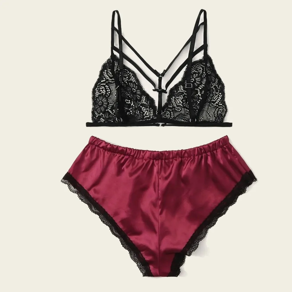 Шелковые атласные сексуальные цветочные кружевные пижамы женское нижнее белье