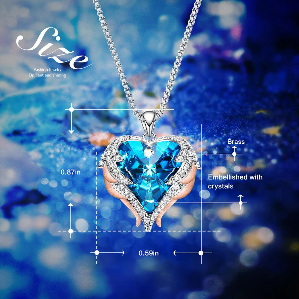 CDE ожерелье с кулоном в виде сердца океана кристаллом серебряного цвета для