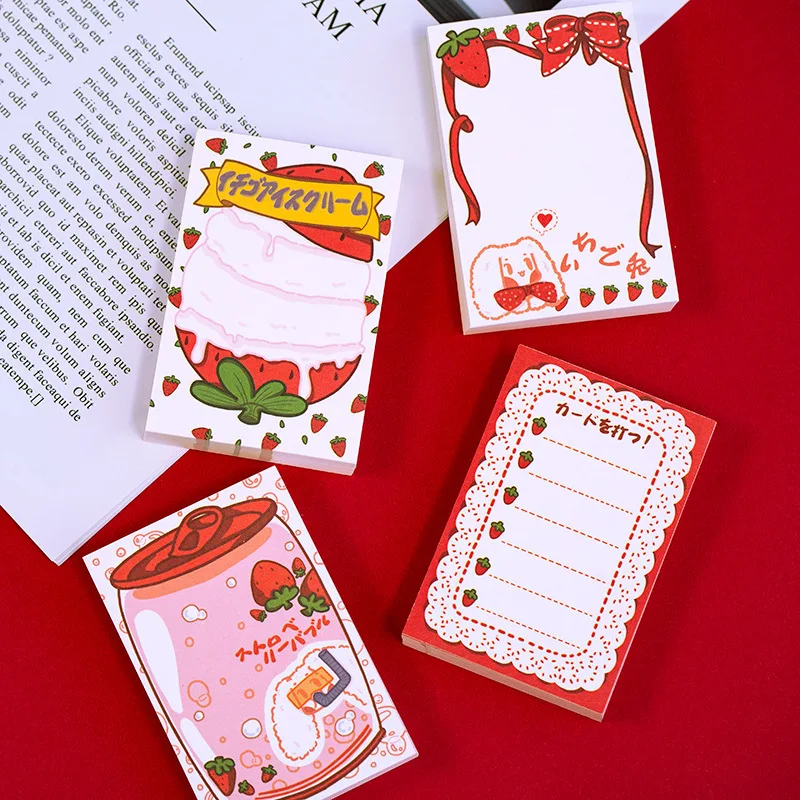 

100 Sheets Holiday Strawberry Series Portable Notepad Memo Pad Note Cute mini Note pad Stationery Office Supplies