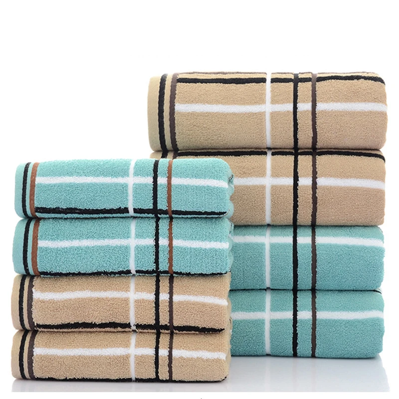 

MENEN 3PCS Towel Bath Hotel Special Soft Perfect Simple Plaid Set (2 * 1 ) Home Textiles LF88010