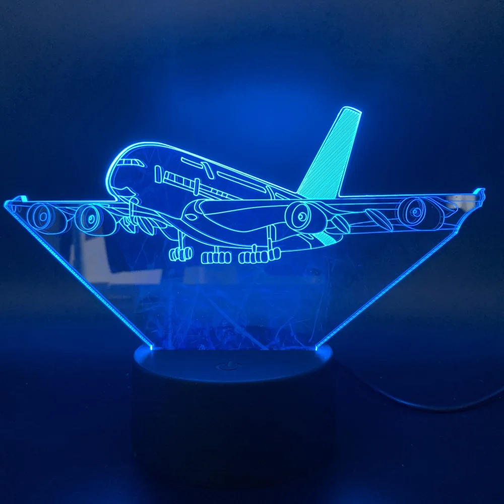 

Светодиодный ночсветильник для детской комнаты, акриловый ночсветильник с сенсорным выключателем, 3D настольная лампа для самолета, для дет...