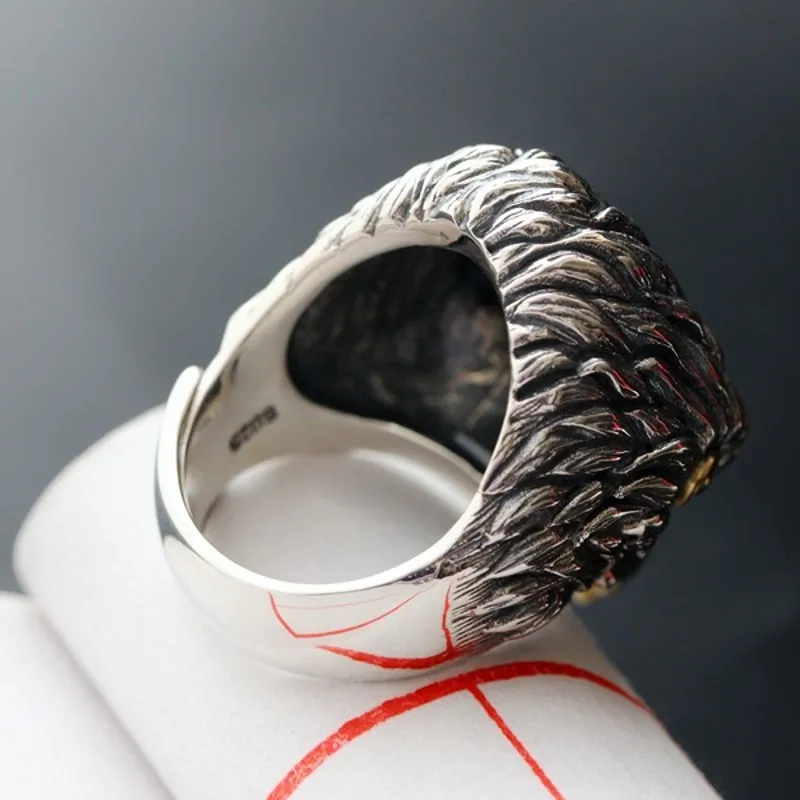 BOCAI 2020 Новый Настоящее s925 чистого серебра головы орла кольцо указательный палец