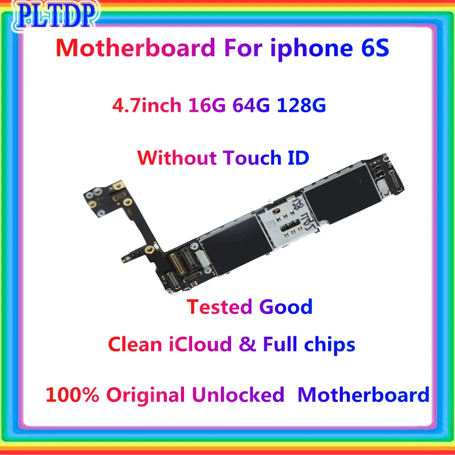 

100% Original Good Tested For iphone 6S 4.7inch Motherboard With/No Touch ID Full Unlocked Free icloud Logic board 16GB/64G/128