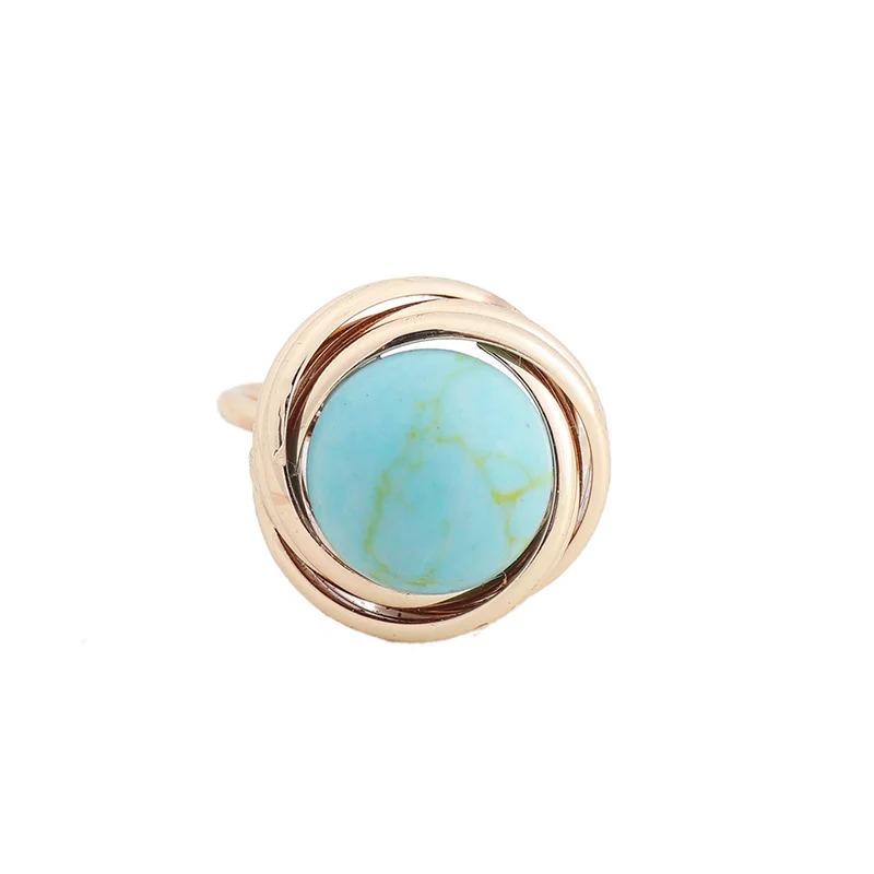 

Fashion Turquoise Stone Cocktail Rings Semi-precious Stones Boutique Anneau Women Bijoux