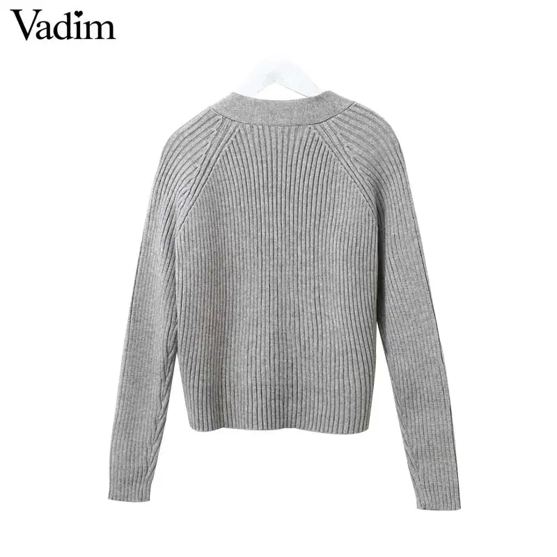 Vadim женские стильные вязаные кардиганы с пуговицами и v-образным вырезом свитера