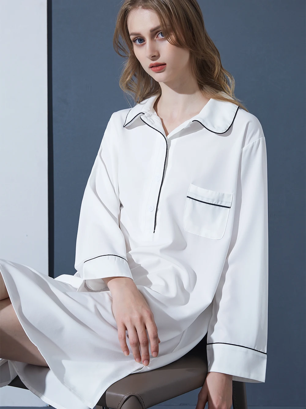 Women's Sleepwear Dress Pyjamas Night Shirt Home Lounge Wear Clothes Nightgown Sexy Robe Sleep Robes Dressing White Boyfriend