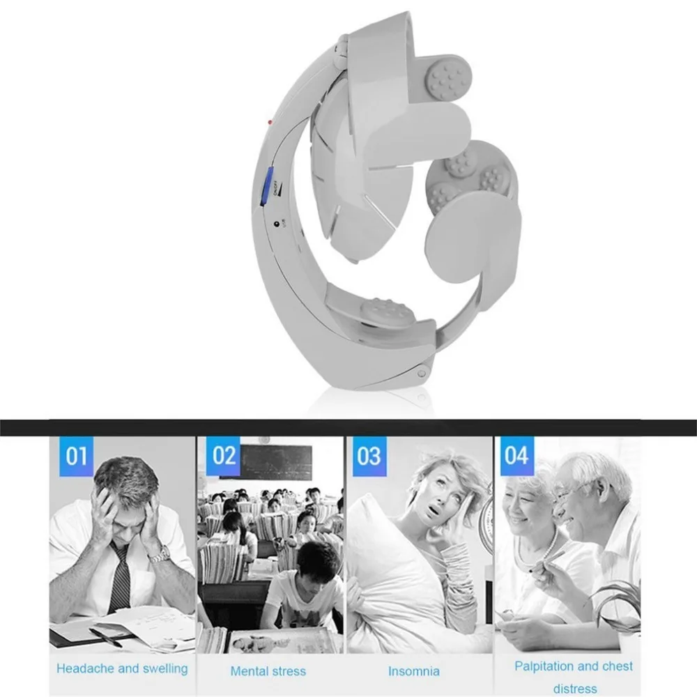 

Humanized Design Electric Head Massager Brain Massage Relax Easy Acupuncture Points Fashion Gray Health Care Home