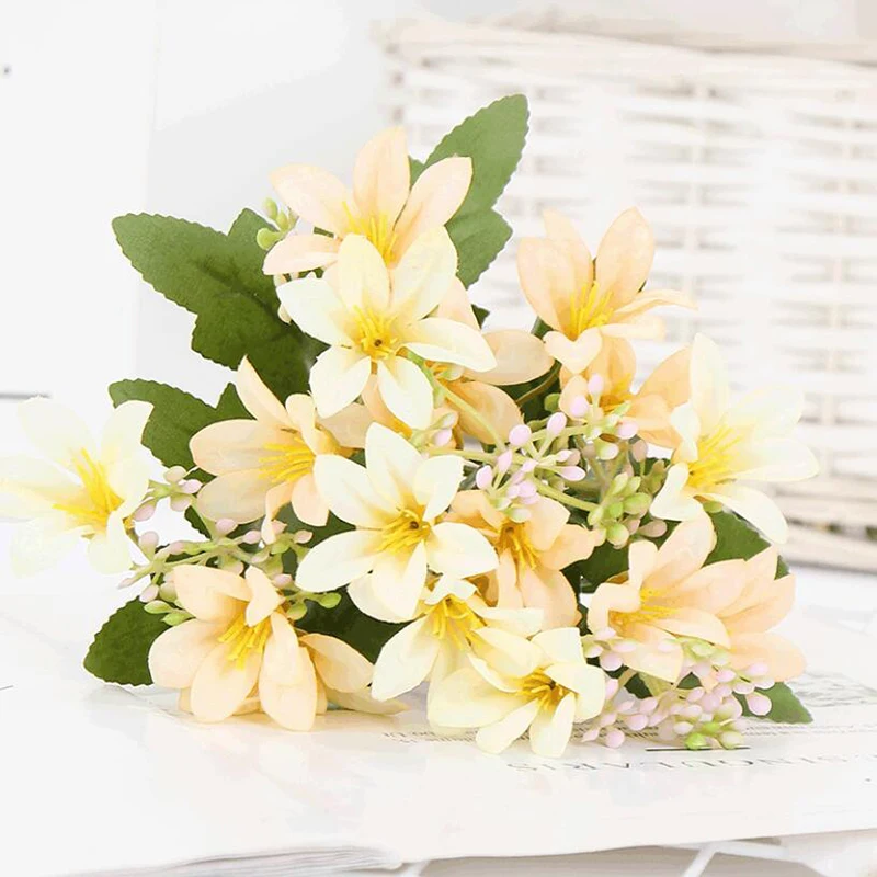 

3D printing Lily branch real looking Artificial Flowers for home Wedding Decoration white fake Flowers garden decor flores