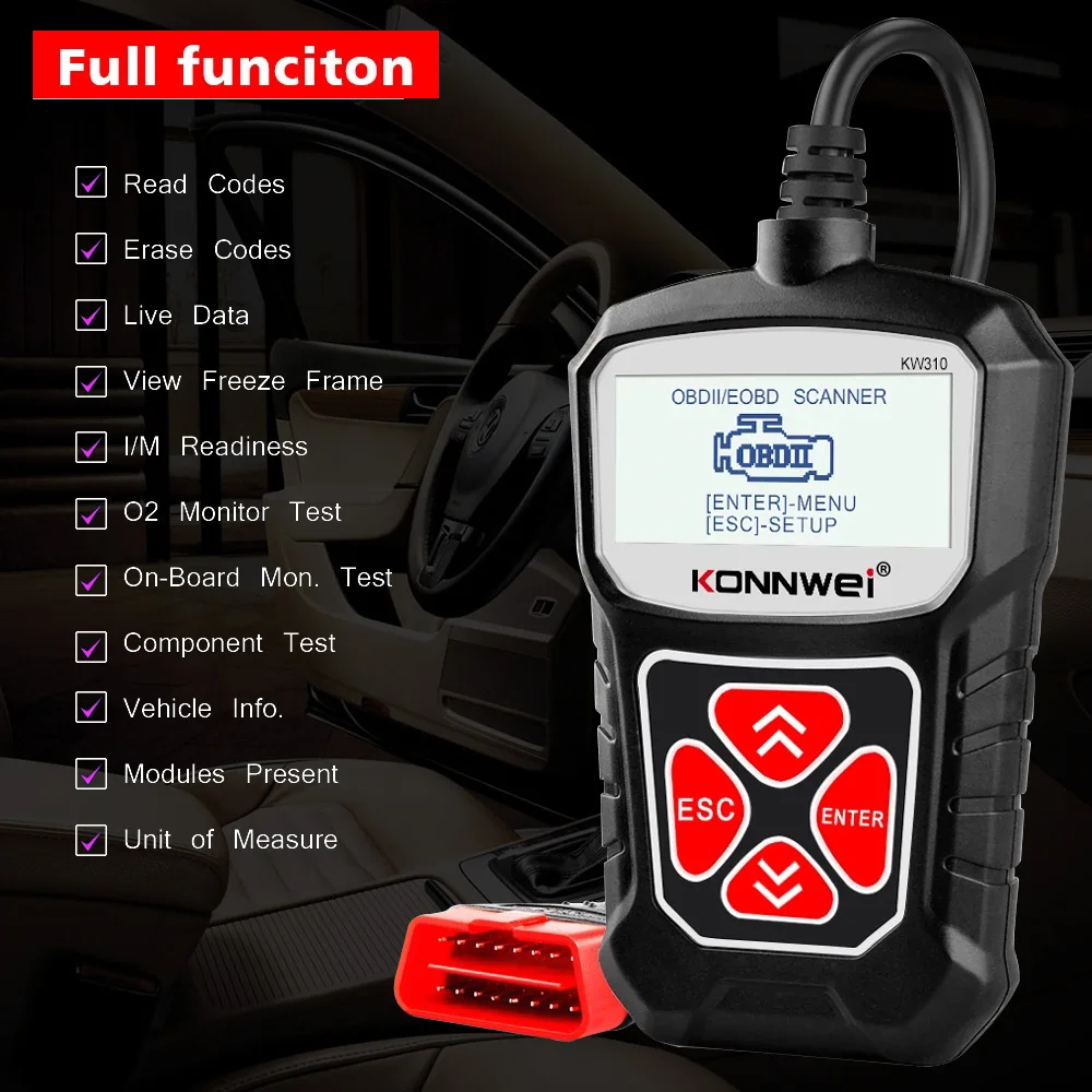 Сканер автомобильный KONNWEI KW310 OBD2 PK Elm327 |