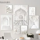 Плакаты и принты исламского архитектурного ландшафта, настенная Картина на холсте в виде мечети, постер с цветами, картины для украшения спальни