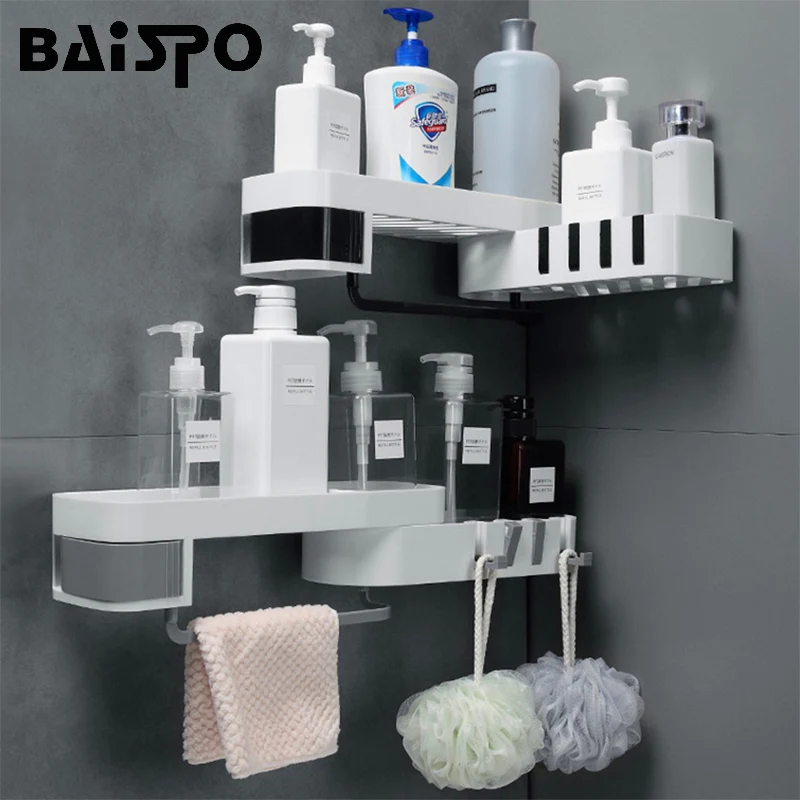 BAISPO креативная полка для ванной, вращающаяся полка для хранения туалетной кухни, Домашний Органайзер с крючок, Товары для ванной
