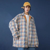 harajuku plaid coat womens 2021 spring autumn thin korean fashion reversible jackets loose varsity jacket tops