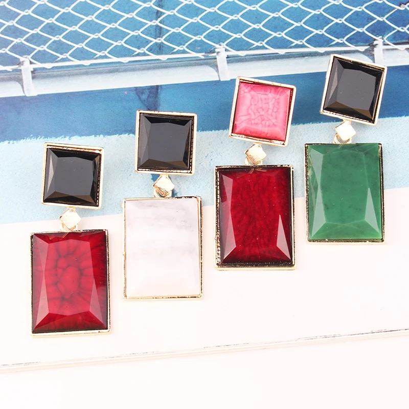 Серьги подвески с кристаллами 5 цветов|Серьги-подвески| |