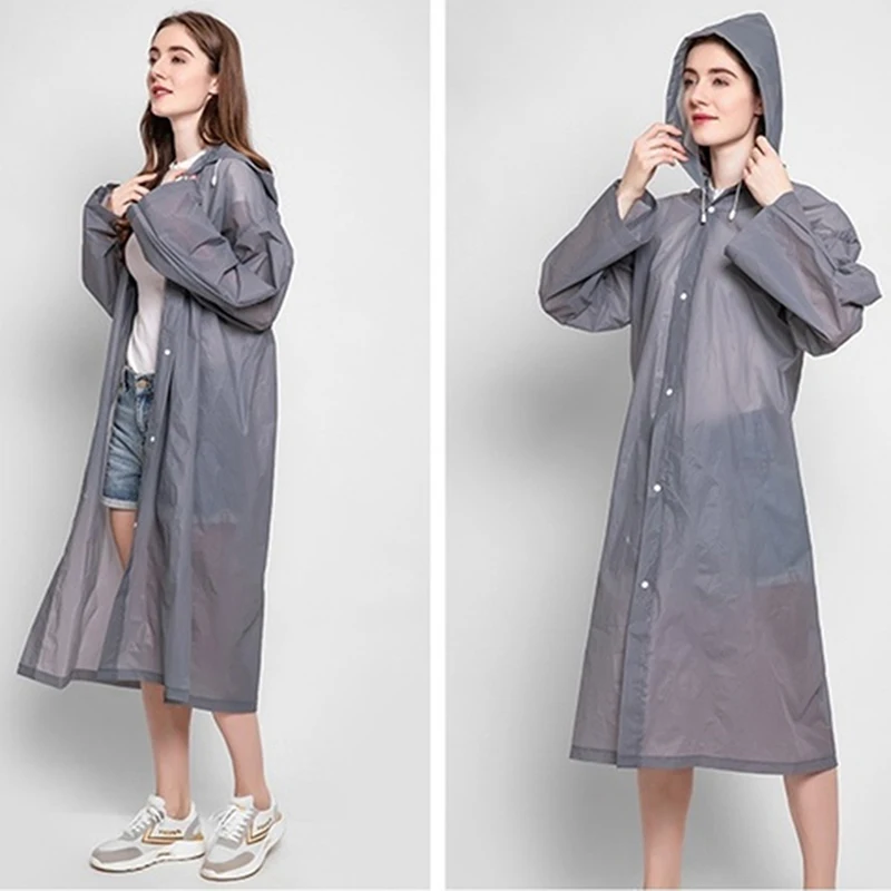 

Thickened Waterproof Rain Poncho Coat PEVA Women Man Raincoat Adult Clear Transparent Camping Hoodie Rainwear Suit Cover